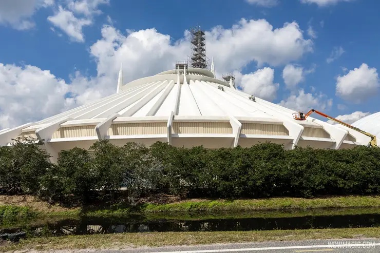 Space Mountain’s new beige color scheme wraps around more of the iconic rollercoaster exterior