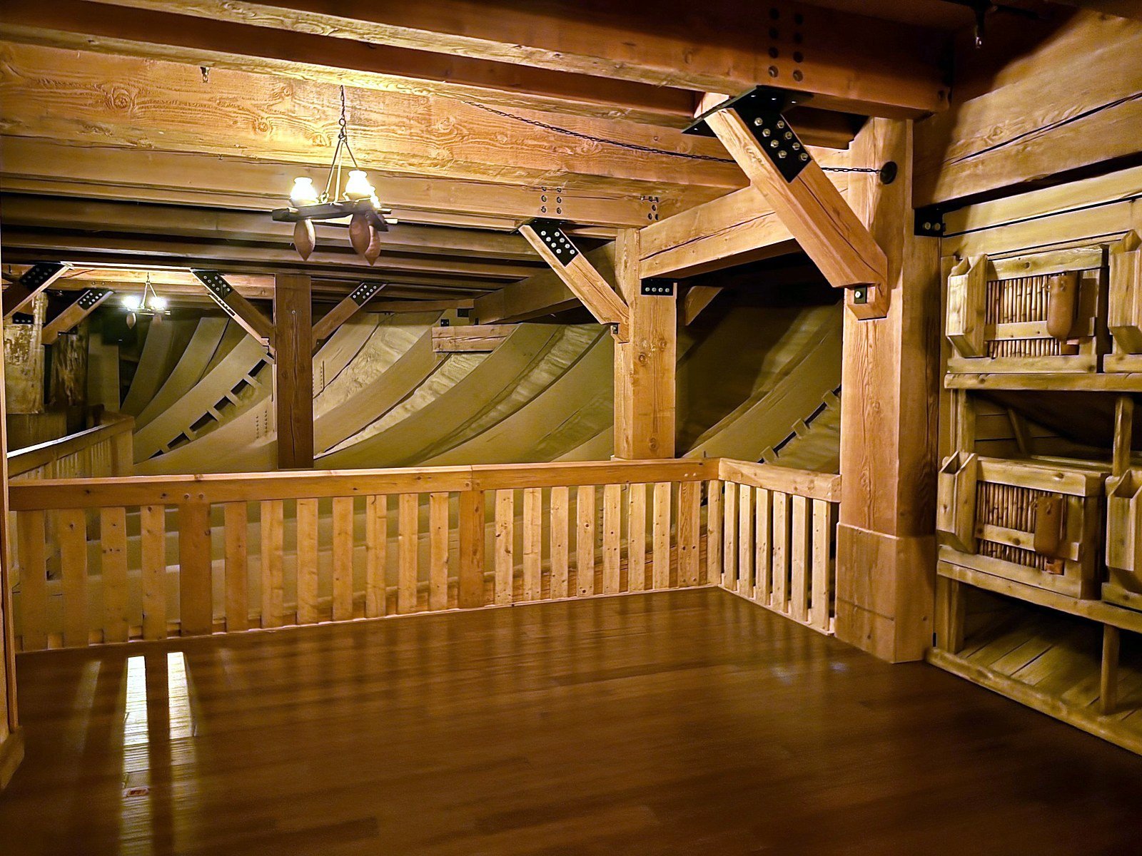 Curved timber hull ribs seen from inside the Ark Encounter